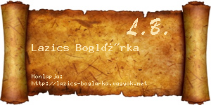 Lazics Boglárka névjegykártya