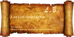 Lazics Boglárka névjegykártya